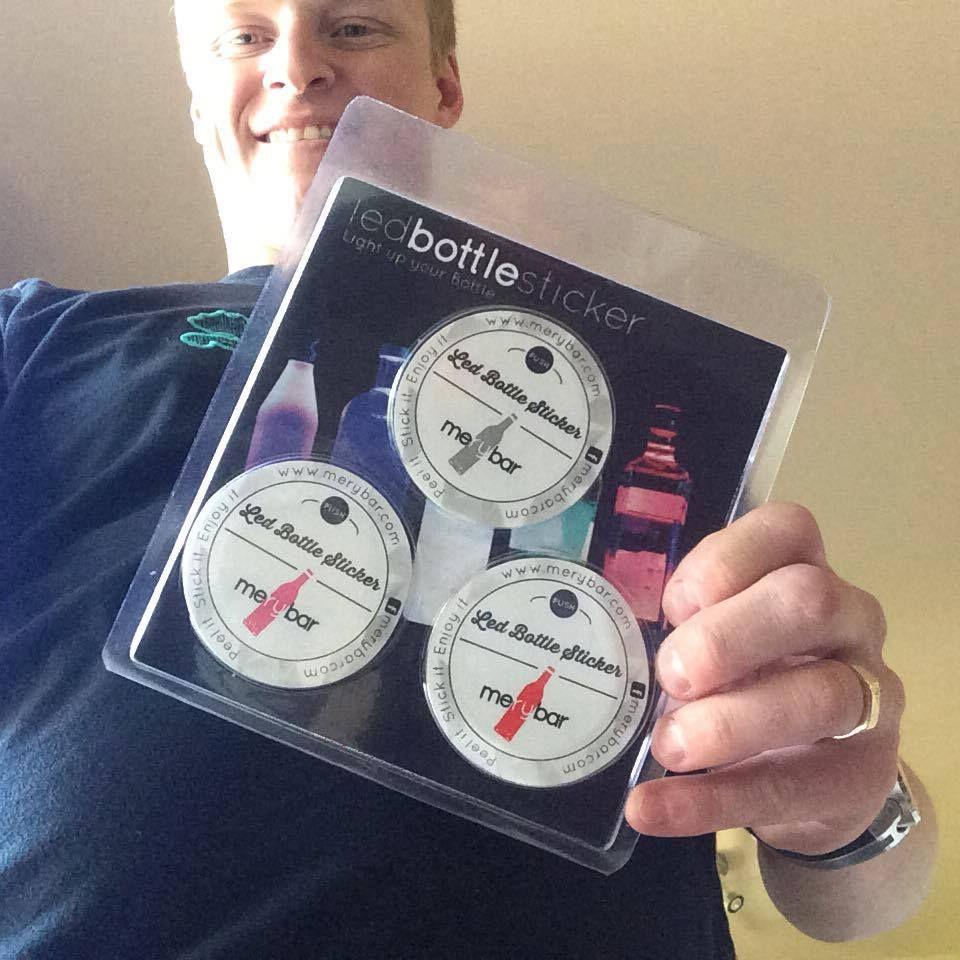 Holding the LED bottle sticker product