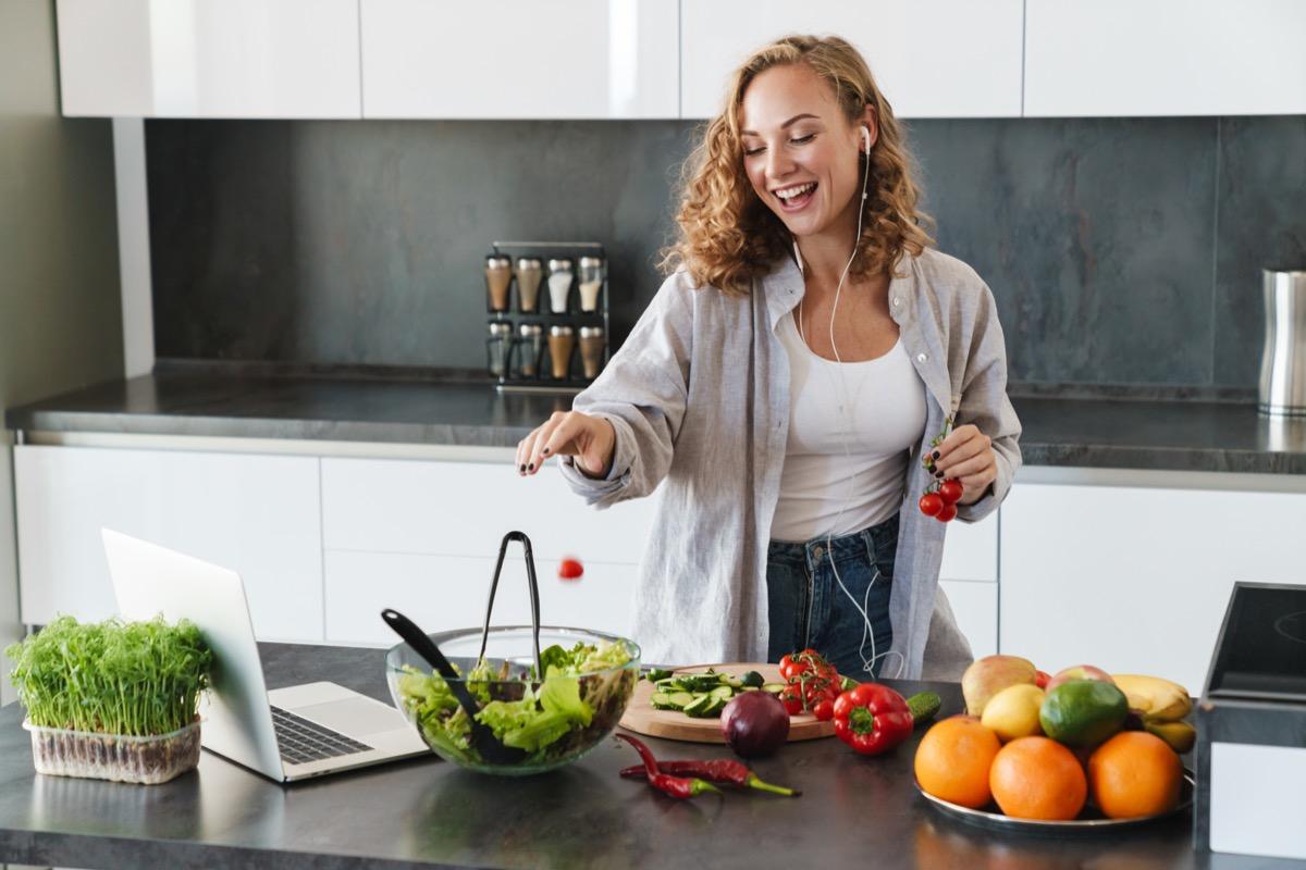 Woman making a healthy meal — daily morning routine